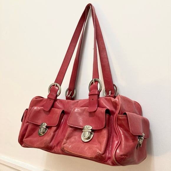 Pink leather handbag - Picture 2 of 4